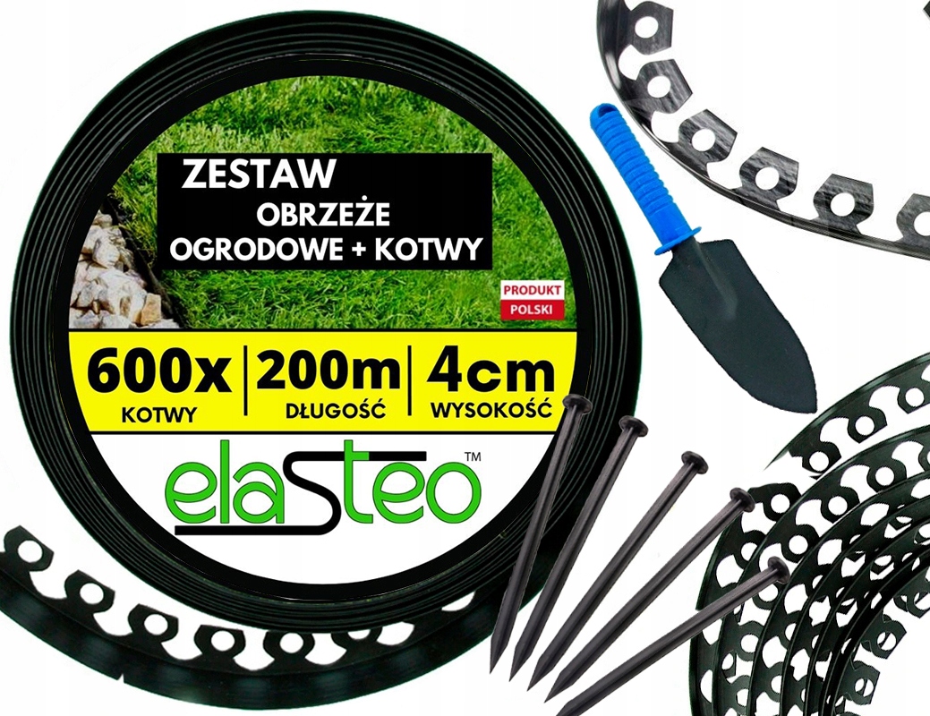 

Elastyczne Obrzeże Ogrodowe 200m 600 Kotwy +gratis