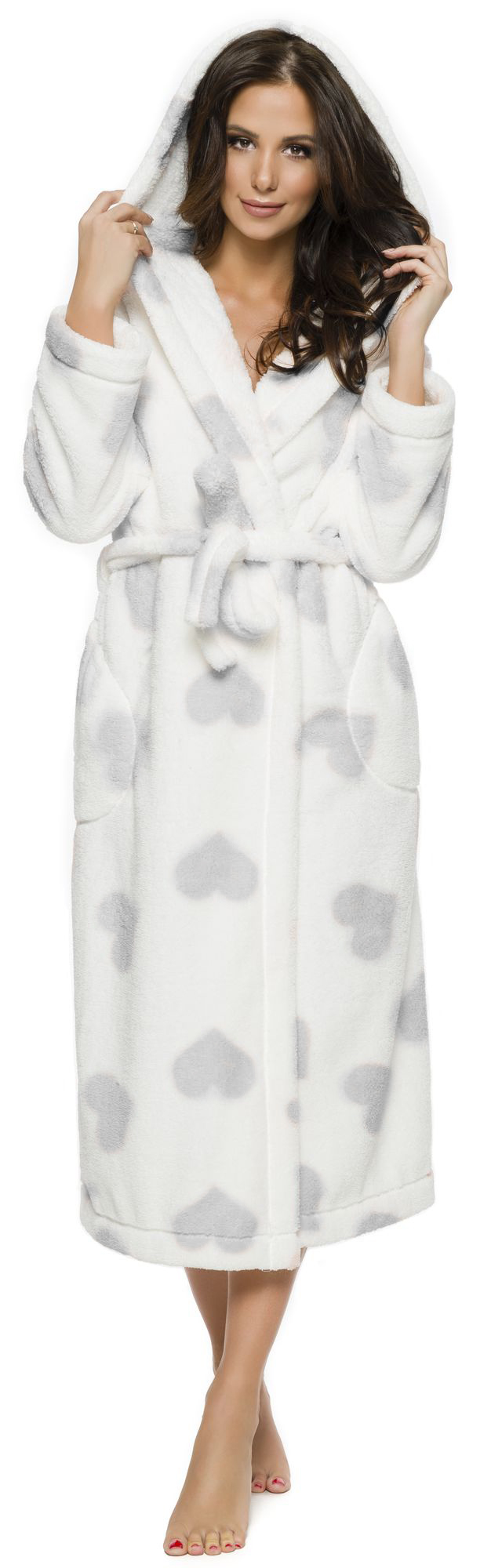 DŁUGI CIEPŁY PUCHOWY DAMSKI SZLAFROK PODOMKA L Rozmiar L