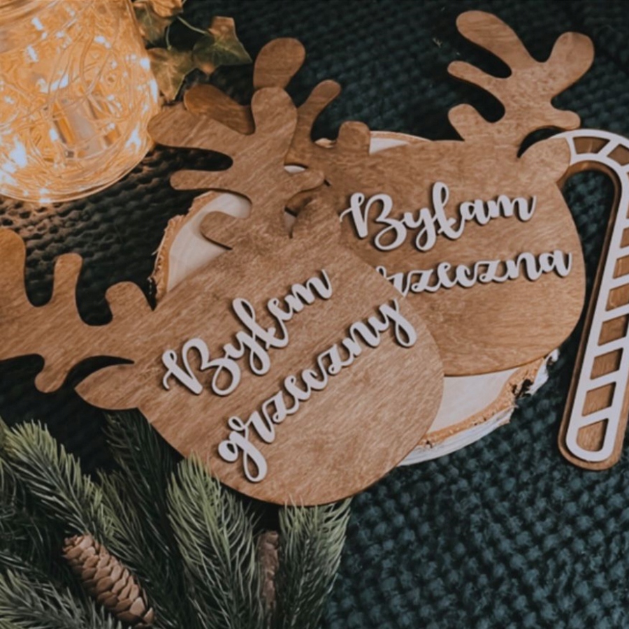 Tabliczka BYŁAM GRZECZNA RENIFER rekwizyt do zdjęć Marka inna marka