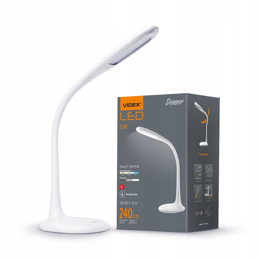 Videx Led stolní lampa Denver bílá VLE-TF03W