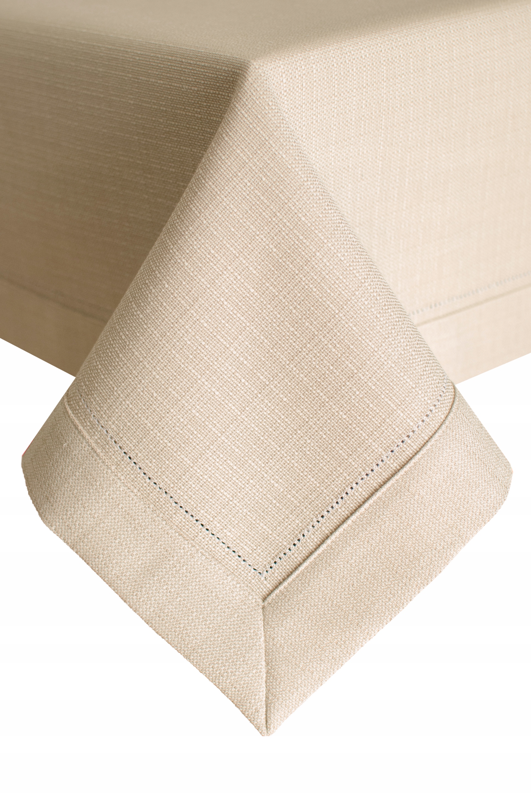 Beżowy obrus plamoodporny z mereżką Lux 140X140