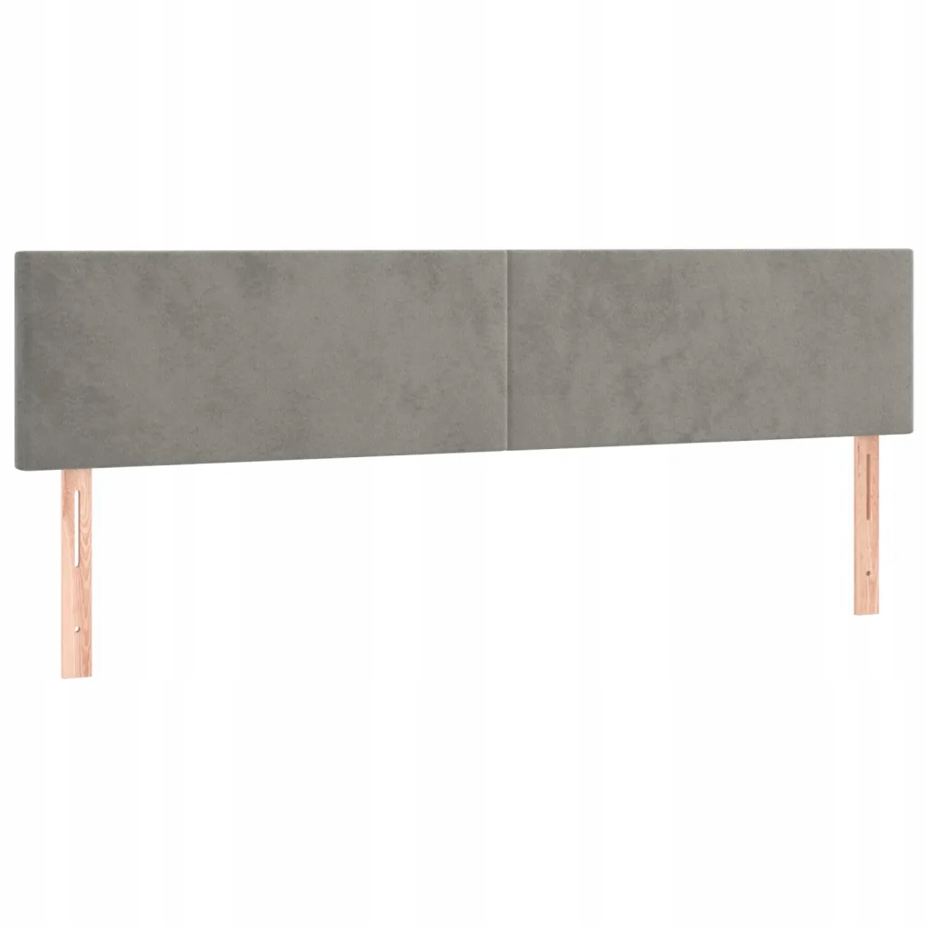 Čelo postele je sametové, světle šedé 160 x 5 x 78/88 cm