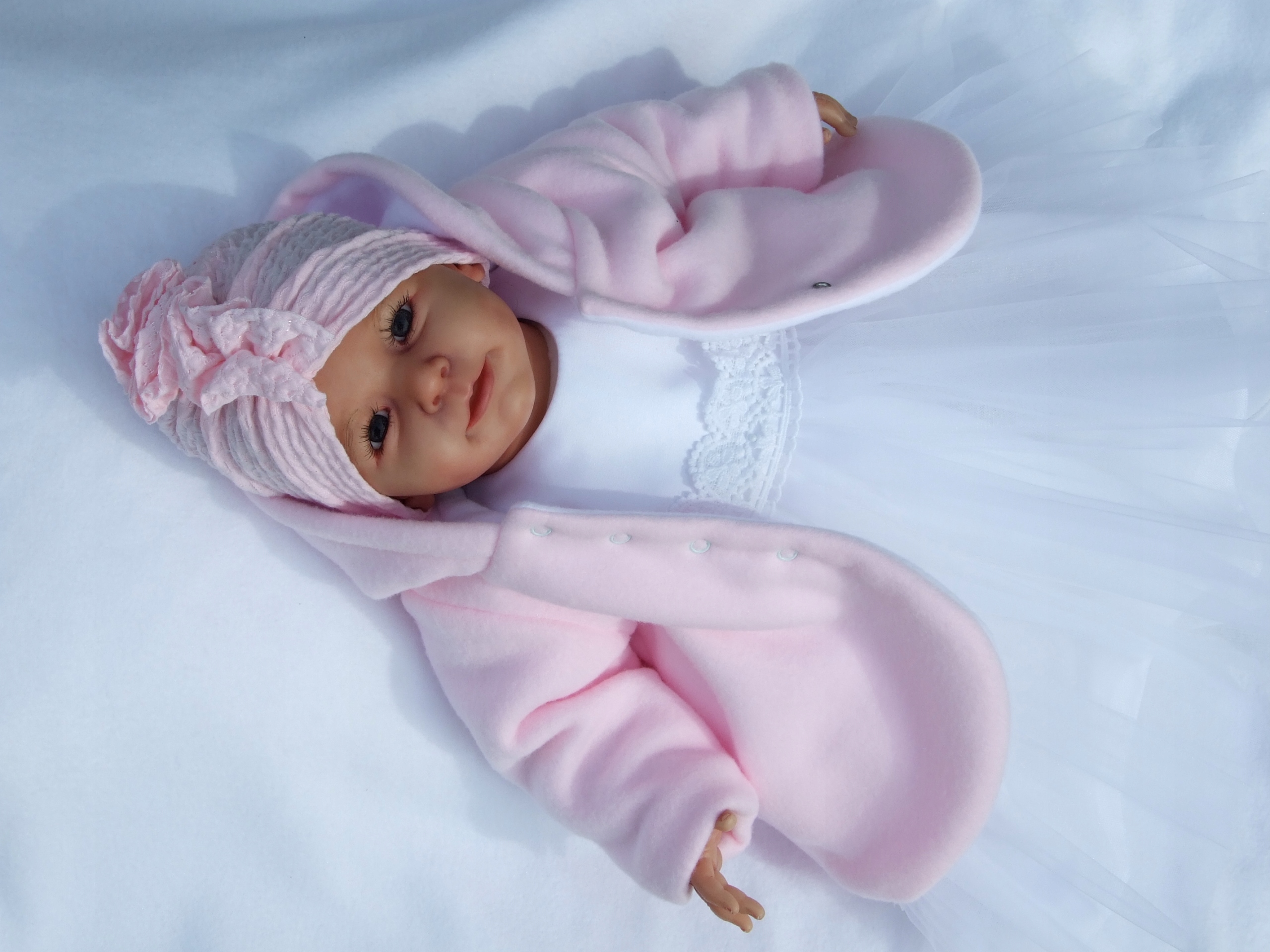 Komplet 3 częściowy ZESTAW do chrztu 68r CHRZEST Długość sukienki 41 cm