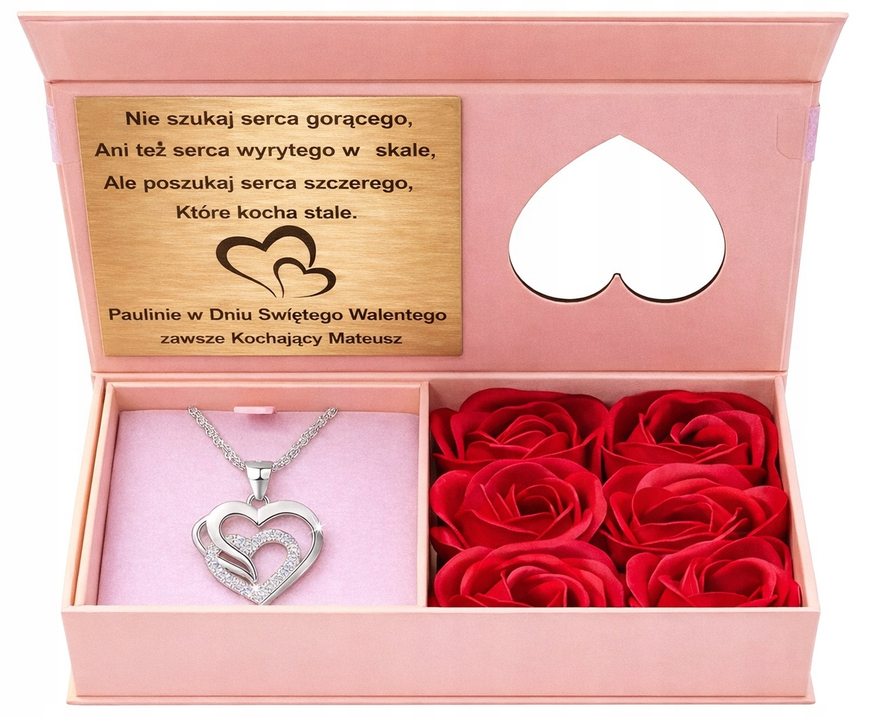 Stříbrný dámský náhrdelník řetízek srdce krabička růže stříbro gravírování