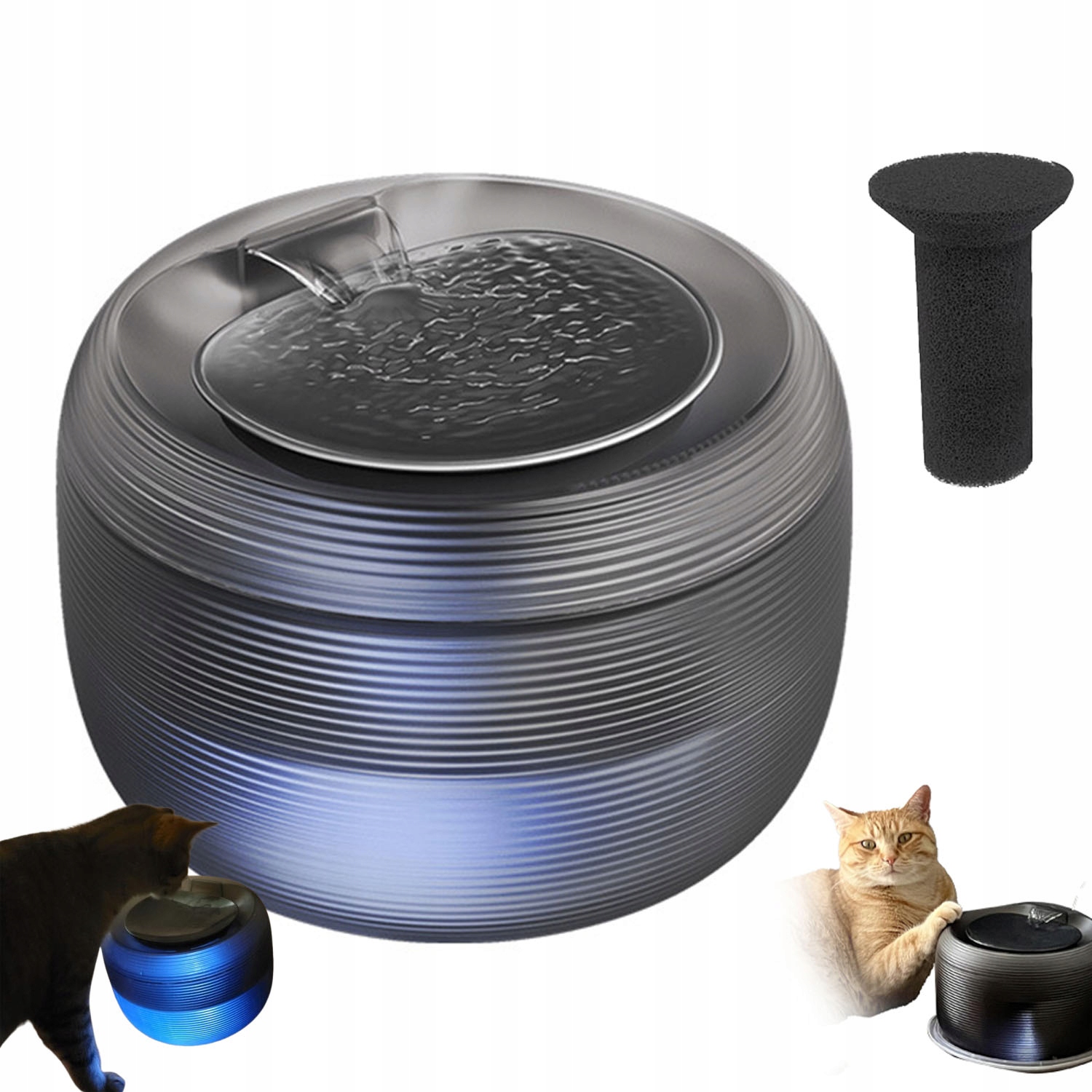 fontána pro zvířata pro psy, kočky, napáječka, napáječka, miska s Led lampičkou