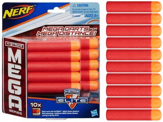 

Nerf Zestaw Pocisków 10 Sztuk Mega Darts Naboje