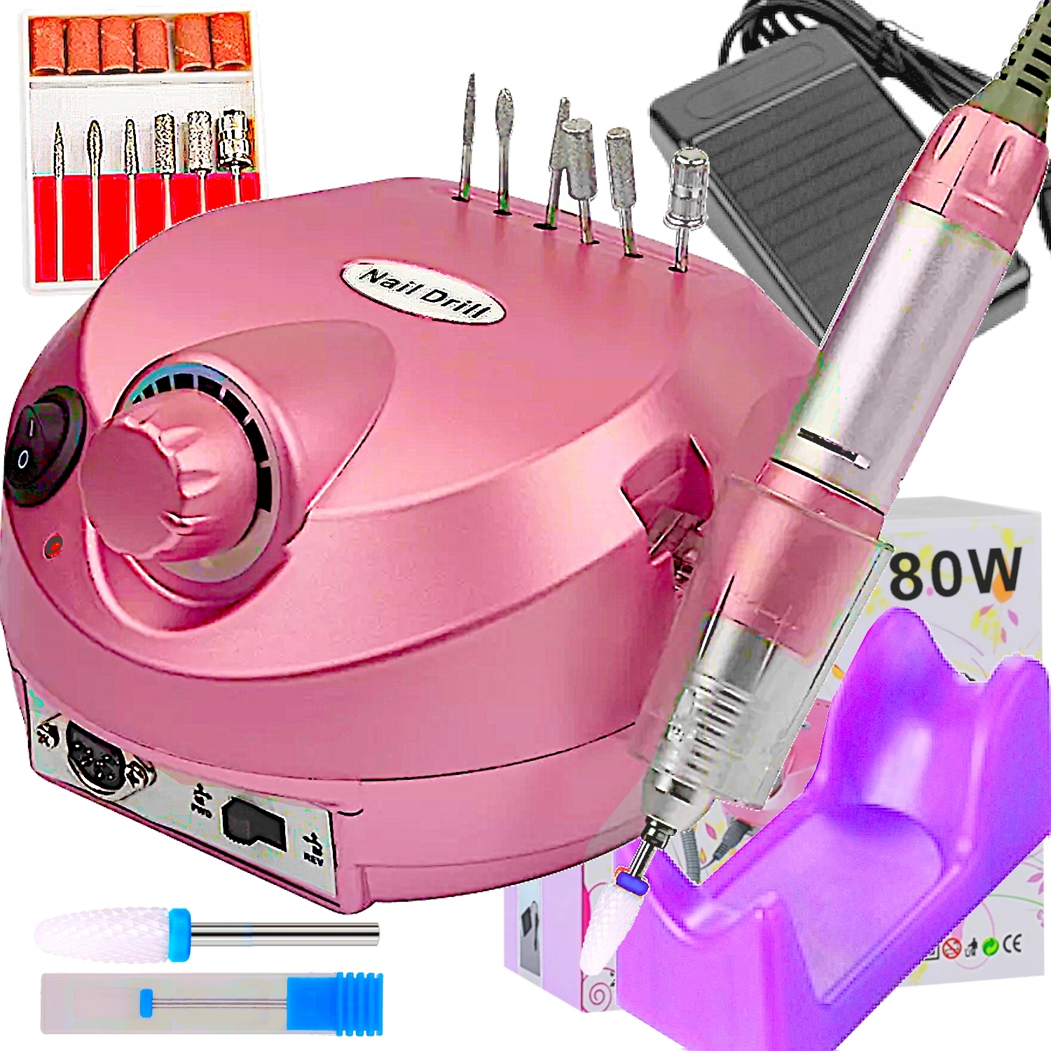 Bruska Na Nehty Manikúra Výkonná 80W Frézy Keramická fréza