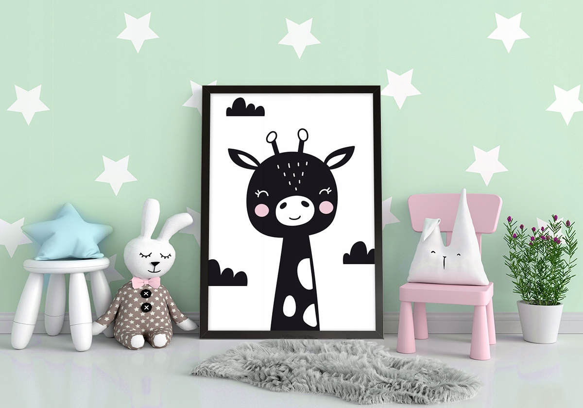 OBRAZ PLAKAT W RAMIE 33x43 cm Żyrafa Scandi PD336 Bohater Inny