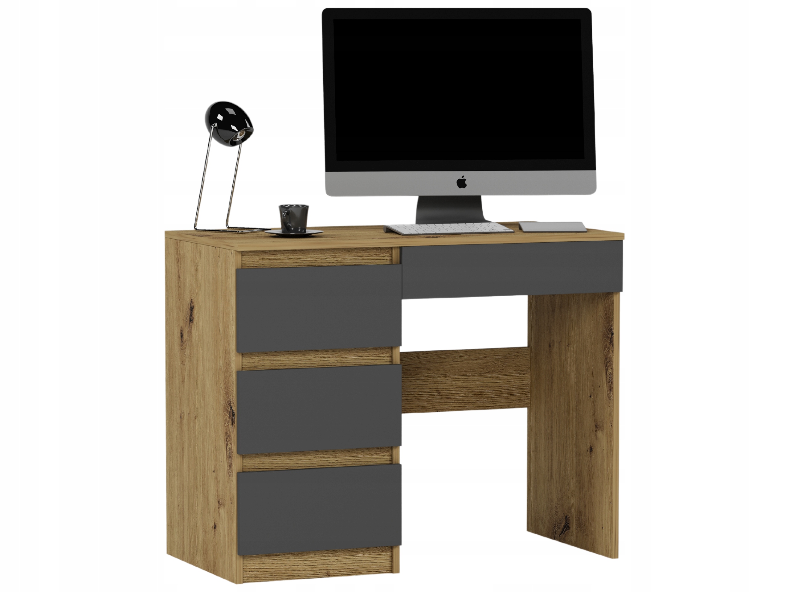 Meble Biurko komputerowe stolik 96cm artisan mix antracyt N34L lewe