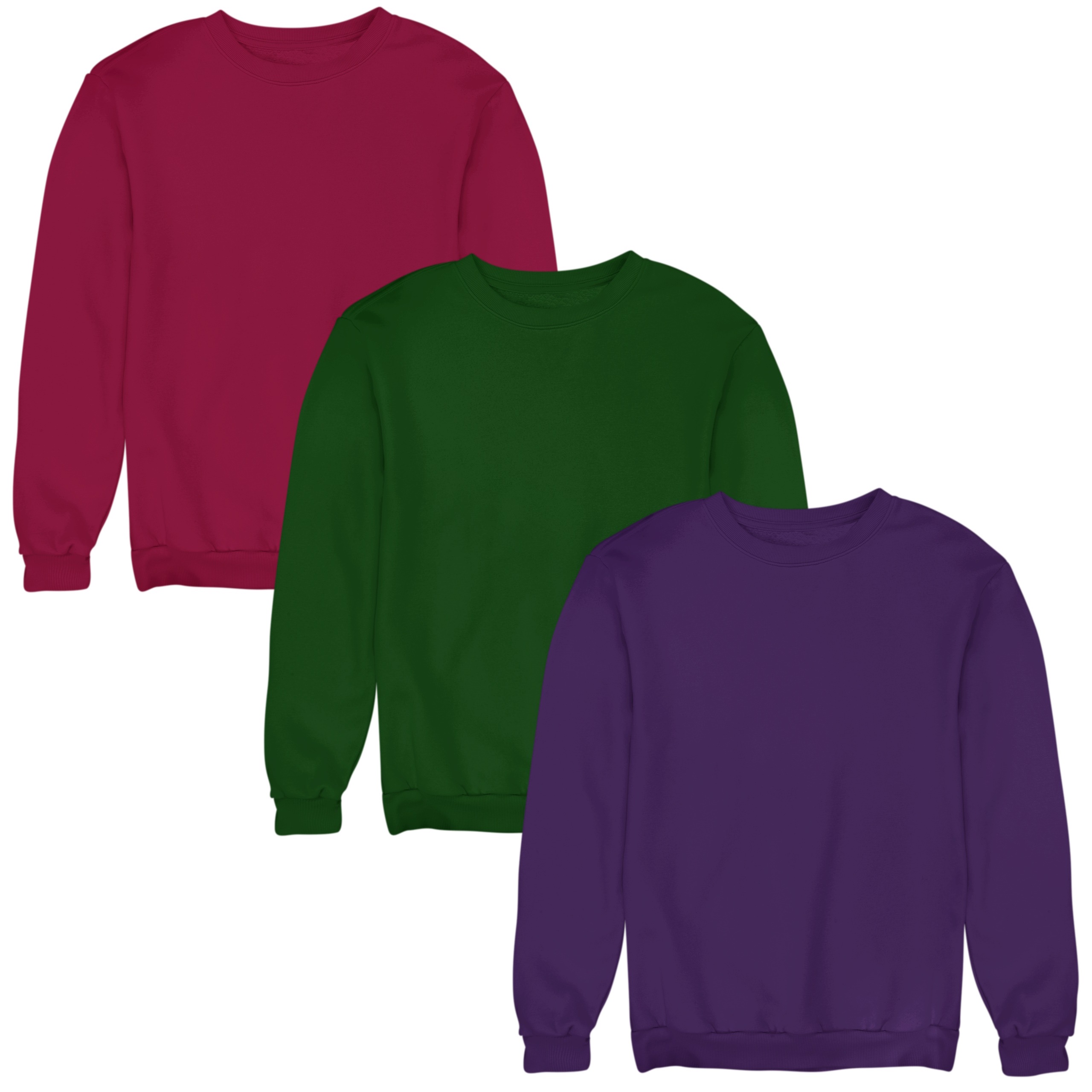 Sada 3x Mikina Bez Kapuce Basic Unisex 3 balení 290 g Bavlněná Hladká