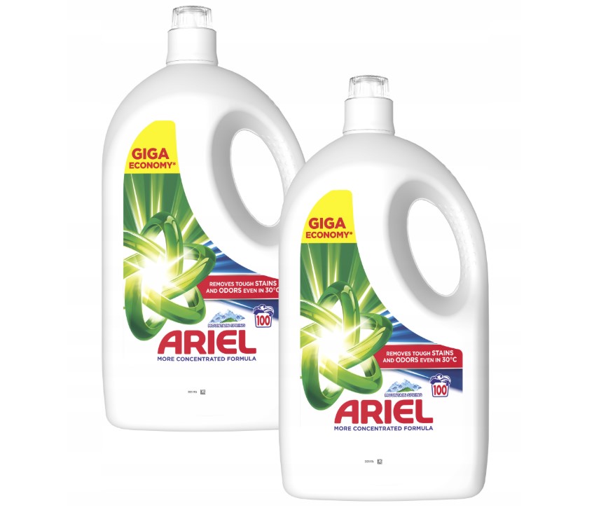 2 x Tekutý prací prostředek Ariel gel univerzální 4,5 l Mountain Spring 100 praní