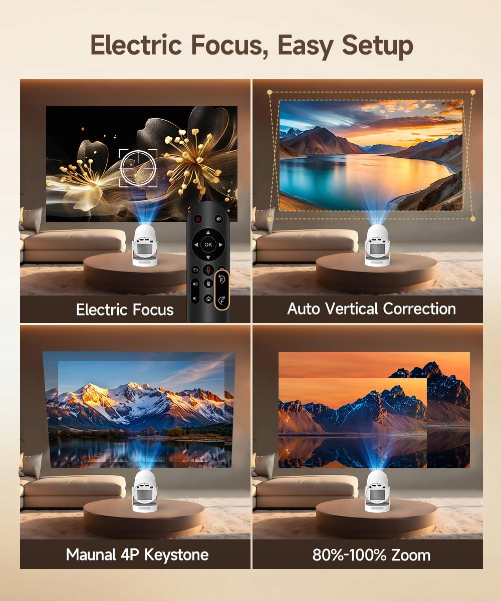 MINI BEAMER Projektor 4K Smart 5G WiFi 6 BT 5.0 Full HD 1080P 260ANSI — miniatura 3
