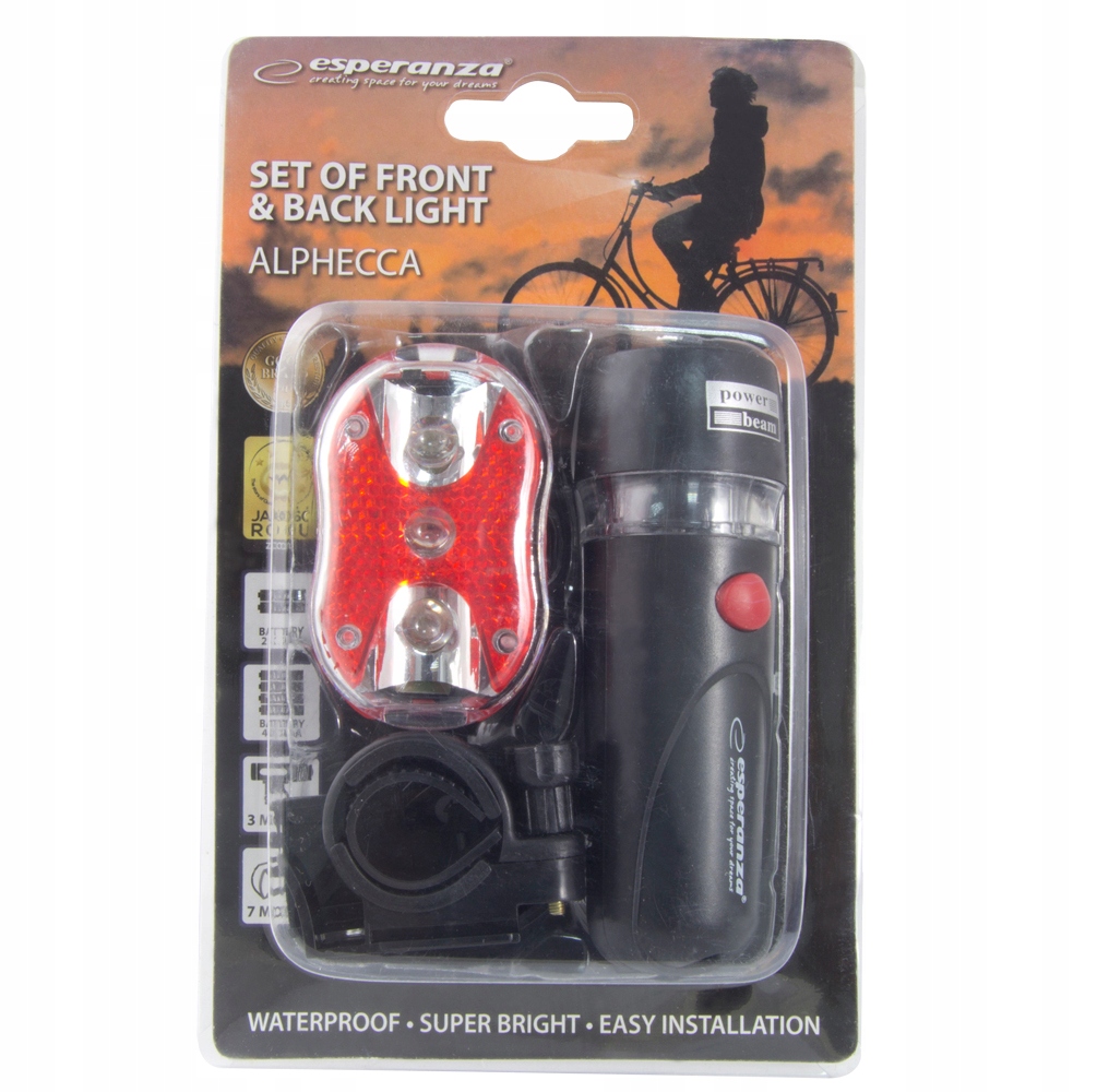 LAMPKA ROWEROWA LED ZESTAW 2szt NA PRZÓD I TYŁ Marka Esperanza