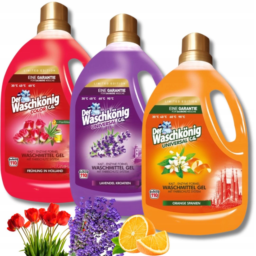 Waschkonig Zestaw Perfumowany Żel Do Prania Color Universal 3x 3,305l De