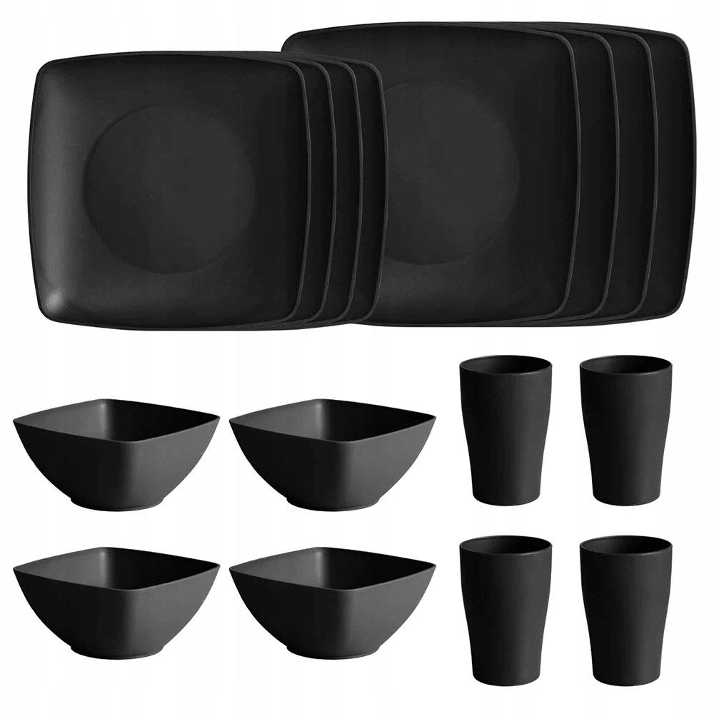 Zestaw Naczyń Kwadratowych 16 Elementów Dla 4 Osób Sloma Pszenna Bez Bpa