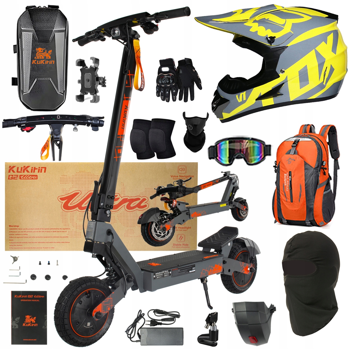 Kukirin G2 Ultra elektrické vozidlo 2000W 55km/h 55KM 48V18Ah 10" dárky