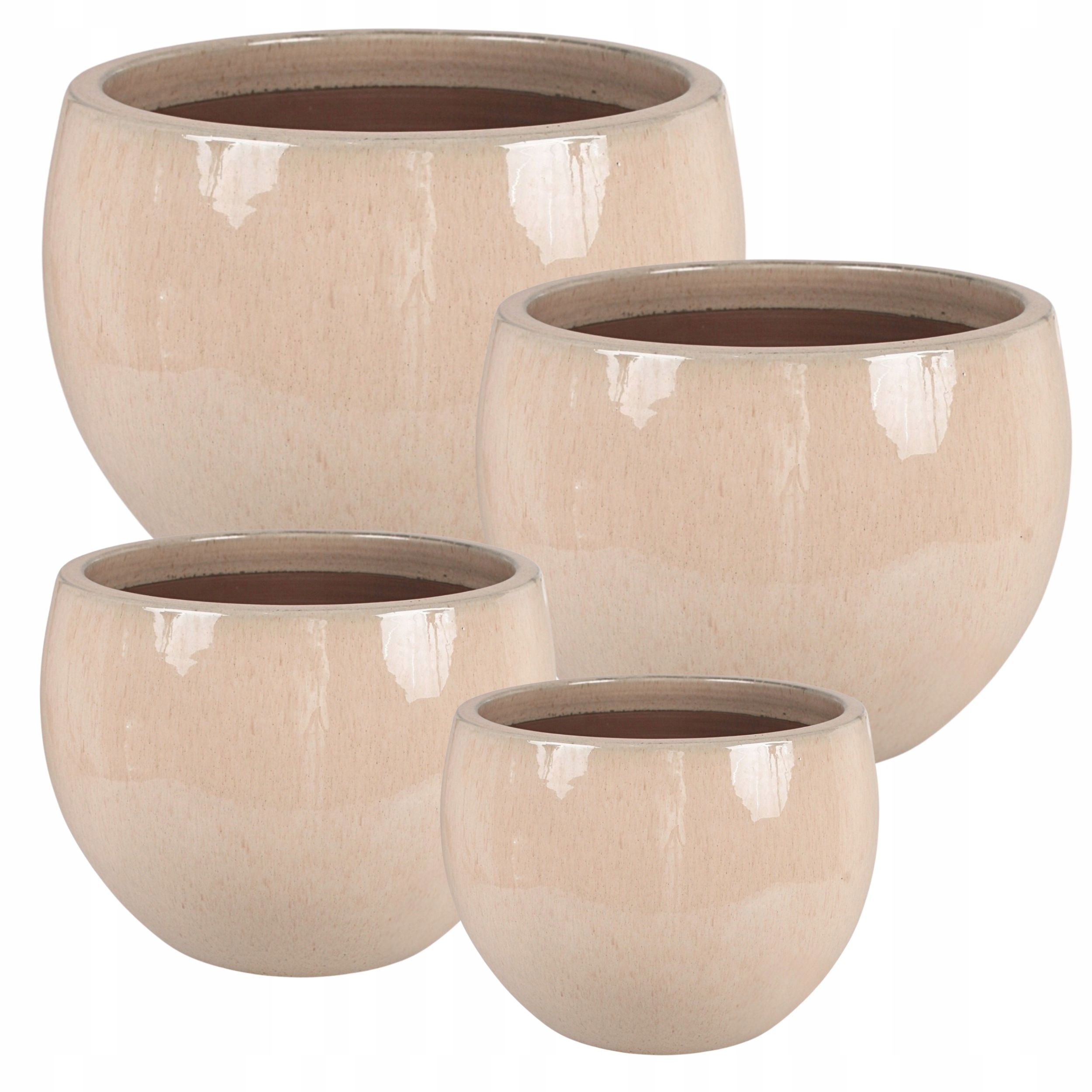 Donica Ceramiczna Szkliwiona Mrozoodporna Beżowa Zestaw 4SZT