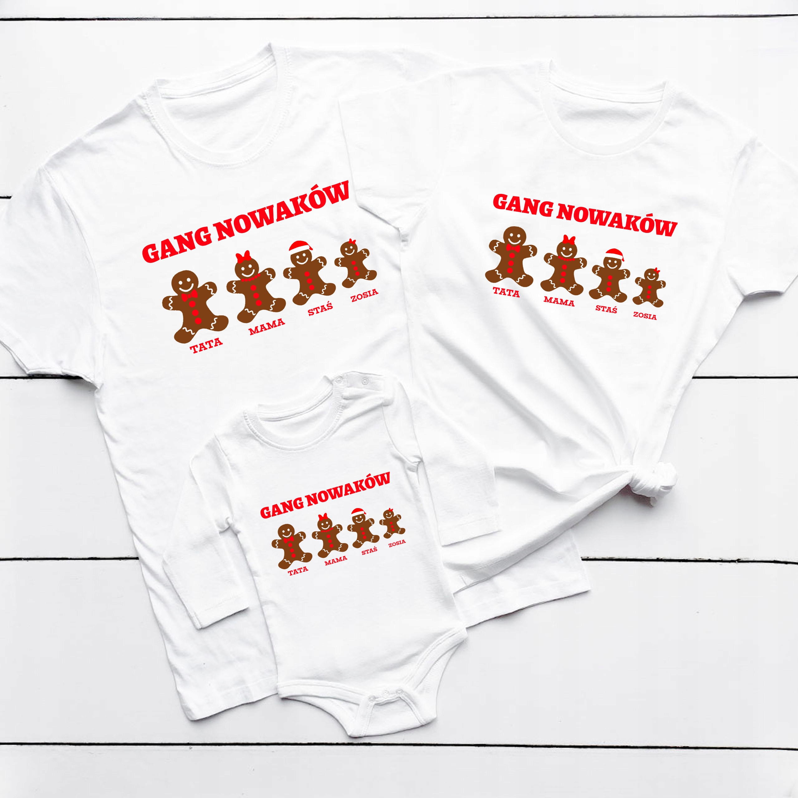 ŚWIĄTECZNE KOSZULKI RODZINA MAMA TATA SYN CÓRKA Model KOSZULKI RODZINNE NA ŚWIĘTA POD CHOINKĘ ZESTAW