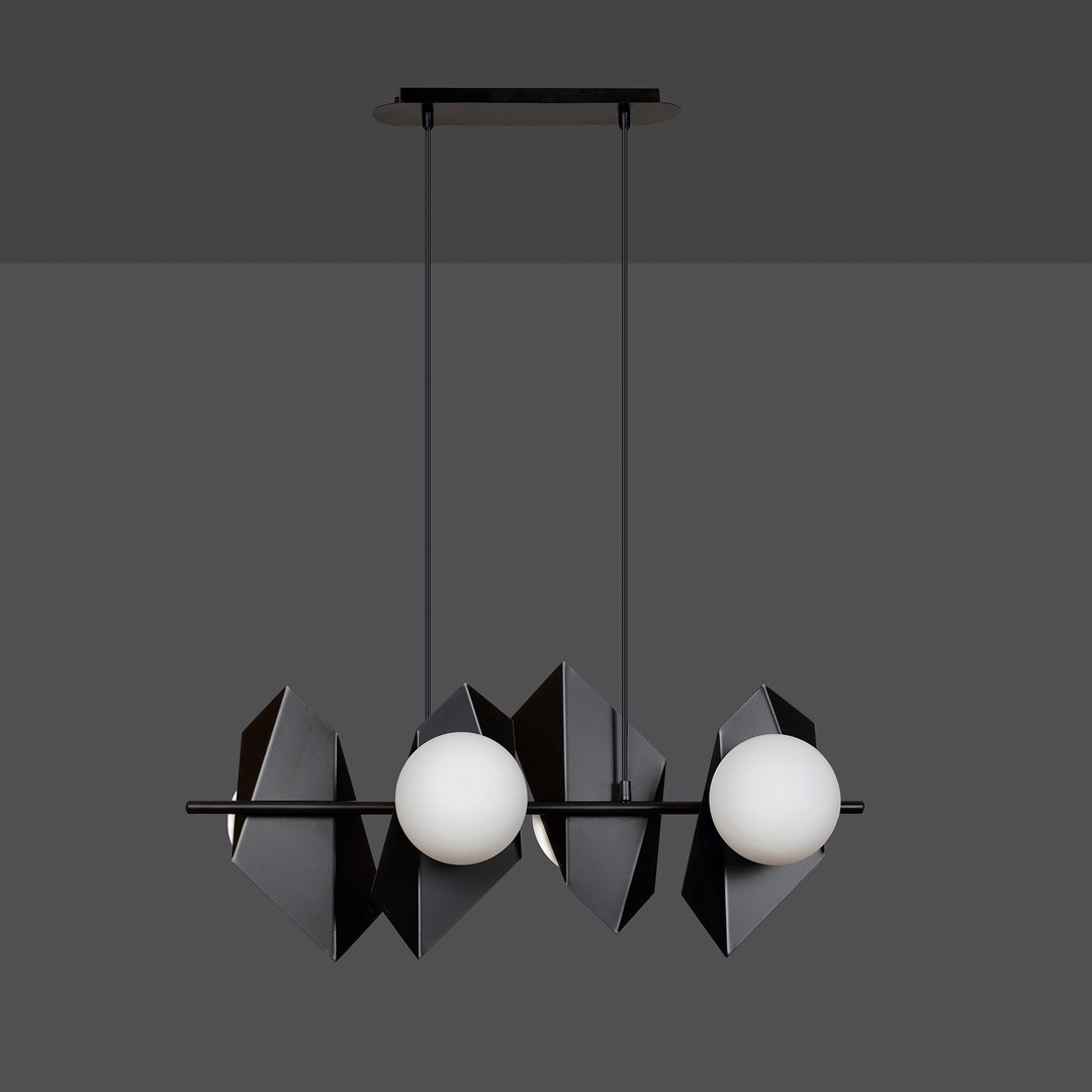 Emibig Drifton 4 Black Závěsná lampa s převisem Ocel lakovaná sklo Černá 10W