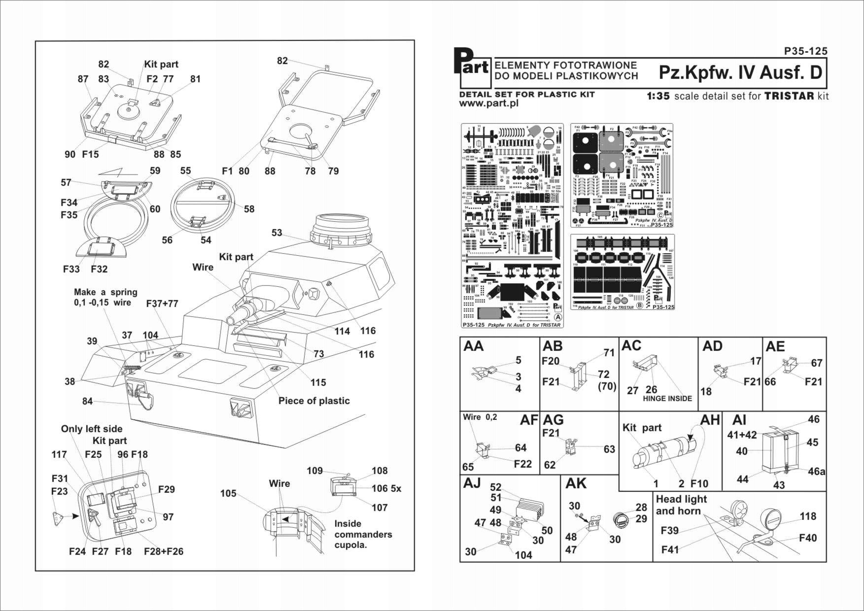 Část P35-125 1/35 Pz.Kpfw.IV Ausf.D (Tristar)