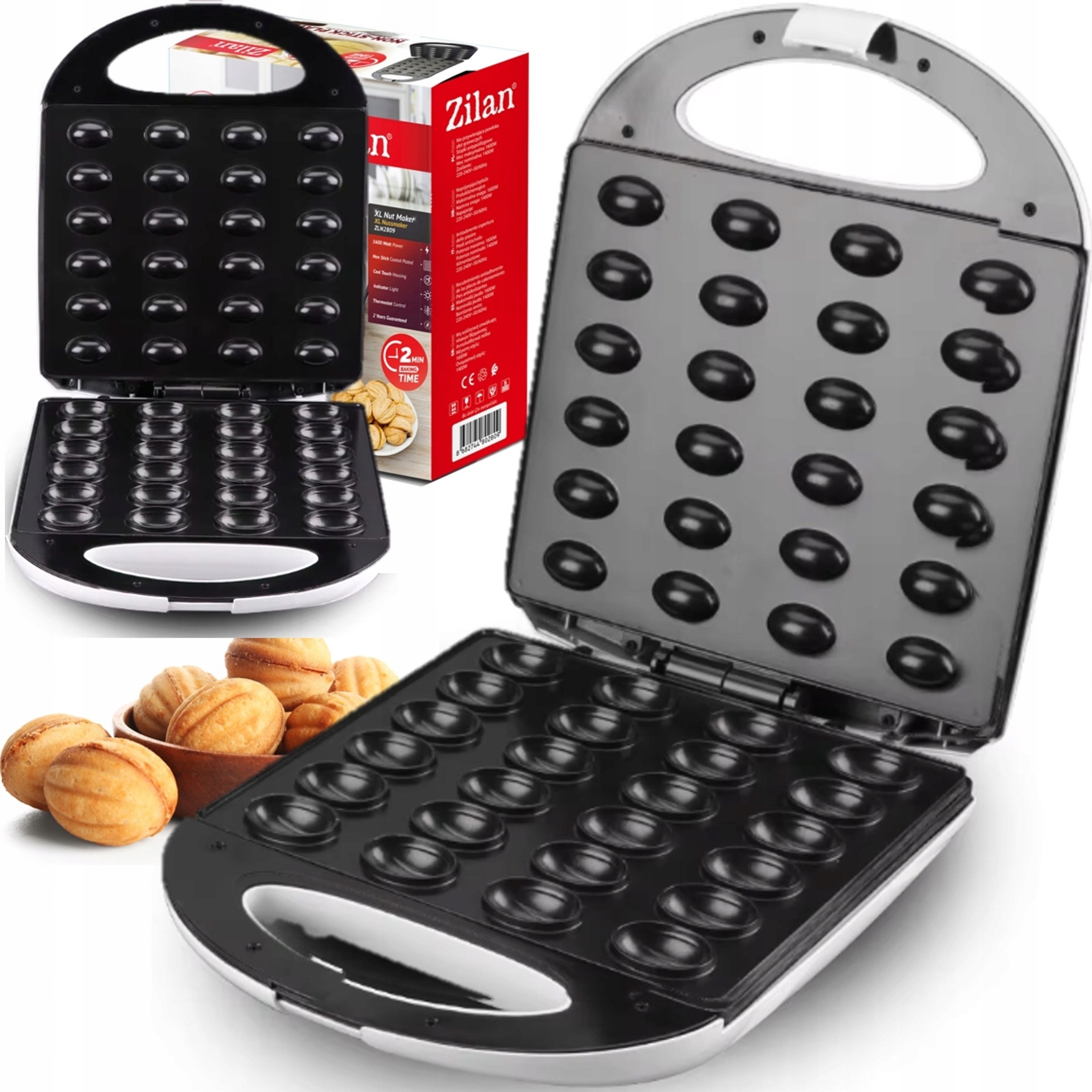 Elektryczna Orzeszkownica Opiekacz Do Orzeszków 24SZT Biała Formy XXL