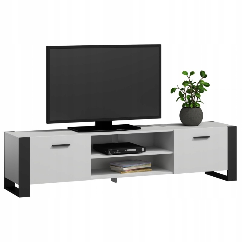 Rtv skrinka Alba 185 cm biela/čierna, skrinka pod Tv do obývacej izby Mk