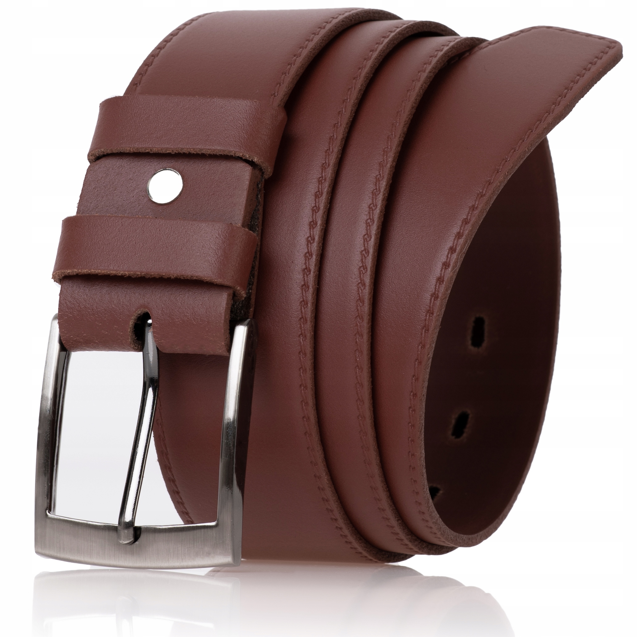 

Sepher Pasek skórzany męski Brązowy z obszyciem