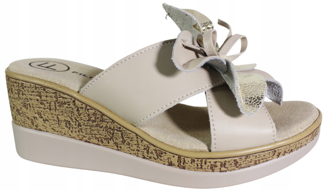 Nazouváky pantofle Filippo DK7039 VEL.40 Béžová kůže Lico
