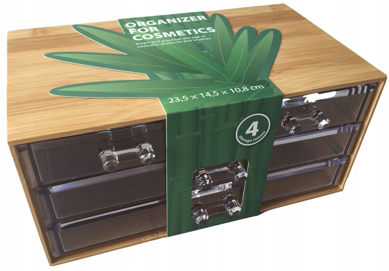BAMBUSOWY ORGANIZER NA KOSMETYKI Z SZUFLADKAMI EKO