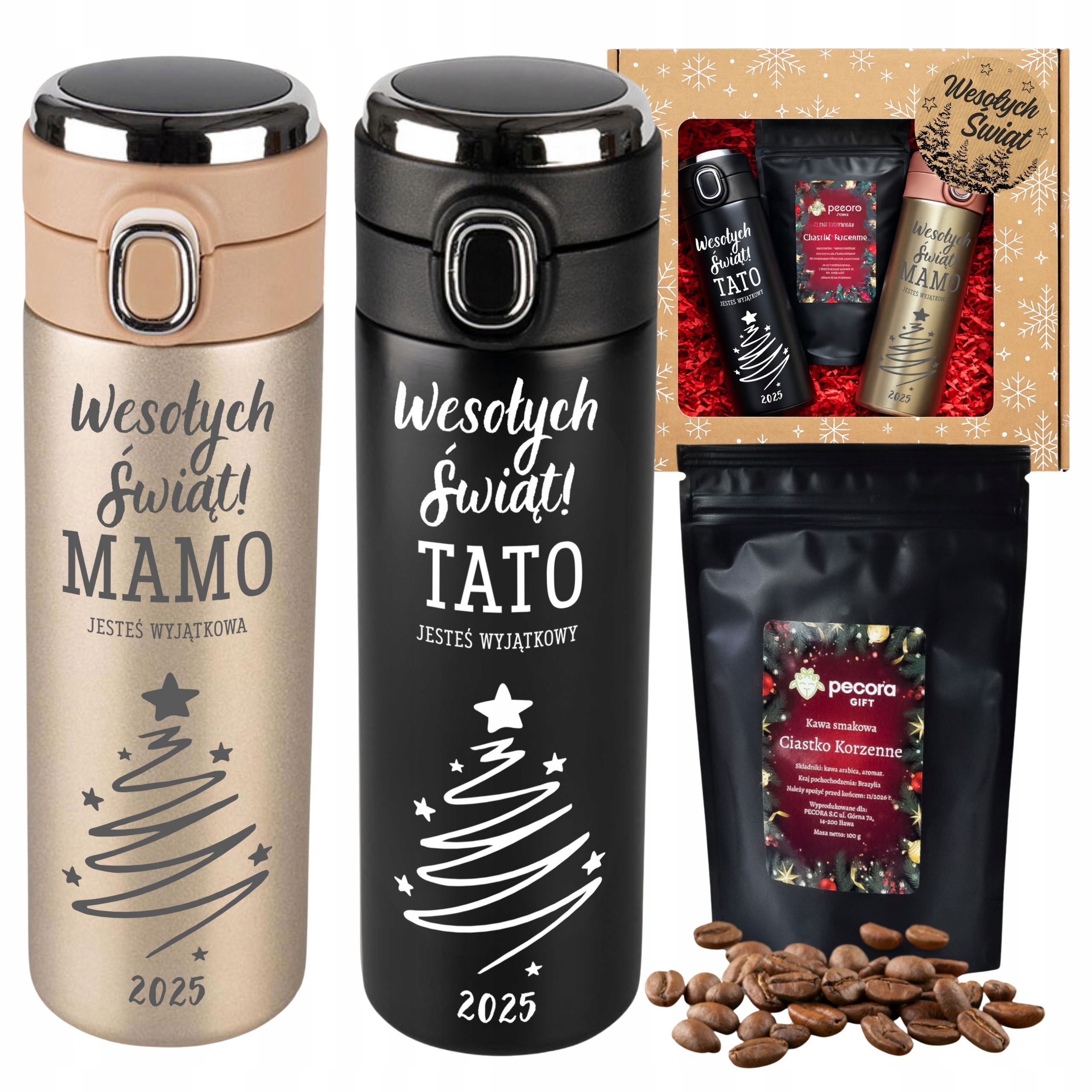 Termohrnek Led termoska Dárková Sada s kávou pro maminku a tatínka