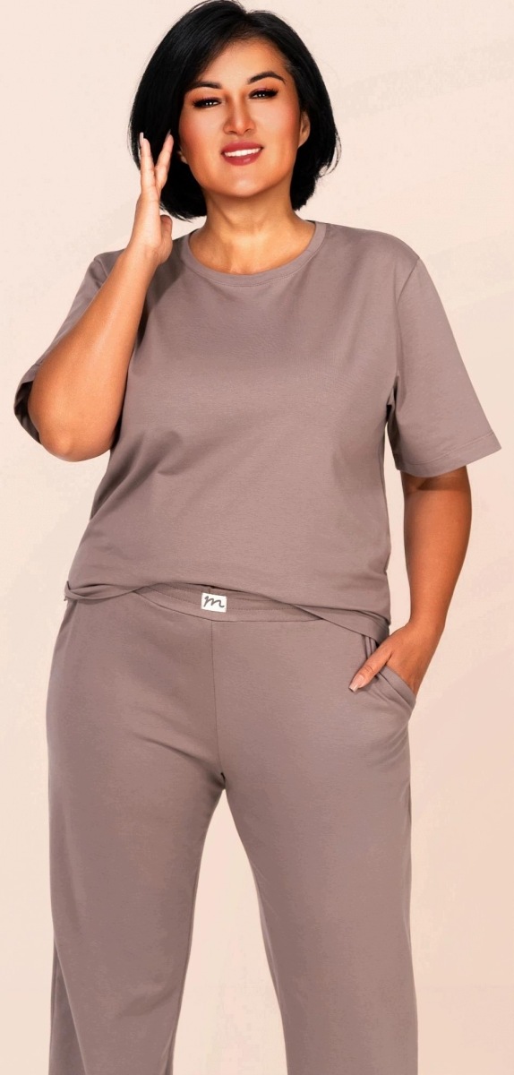 Muzzy Dámské pyžamo s krátkým rukávem a dlouhými kalhotami typu loungewear fango R: XL