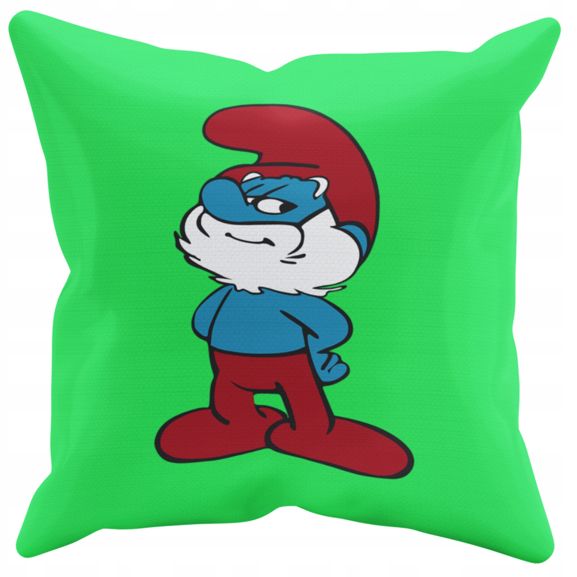 POSZEWKA NA PODUSZKĘ JAŚKA DO PRZEDSZKOLA PAPA SMERF + IMIĘ GRATIS Kolor dominujący odcienie zieleni