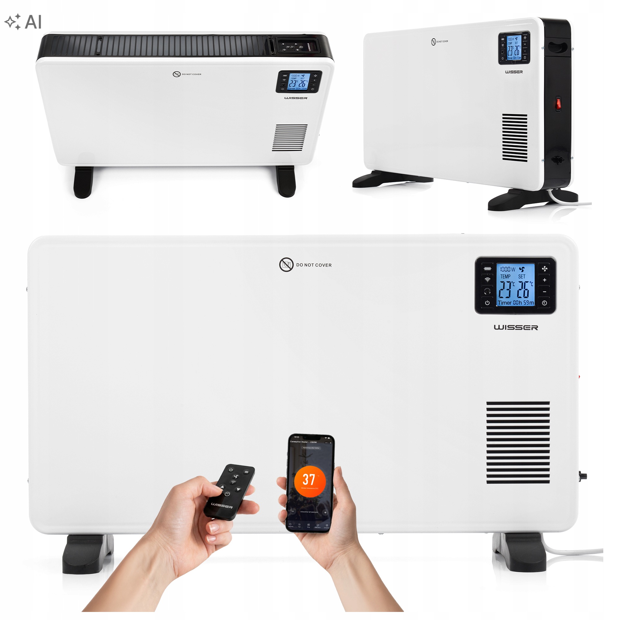 Elektrický pokojový konvektorový ohřívač Wisser 2300 W s termostatem