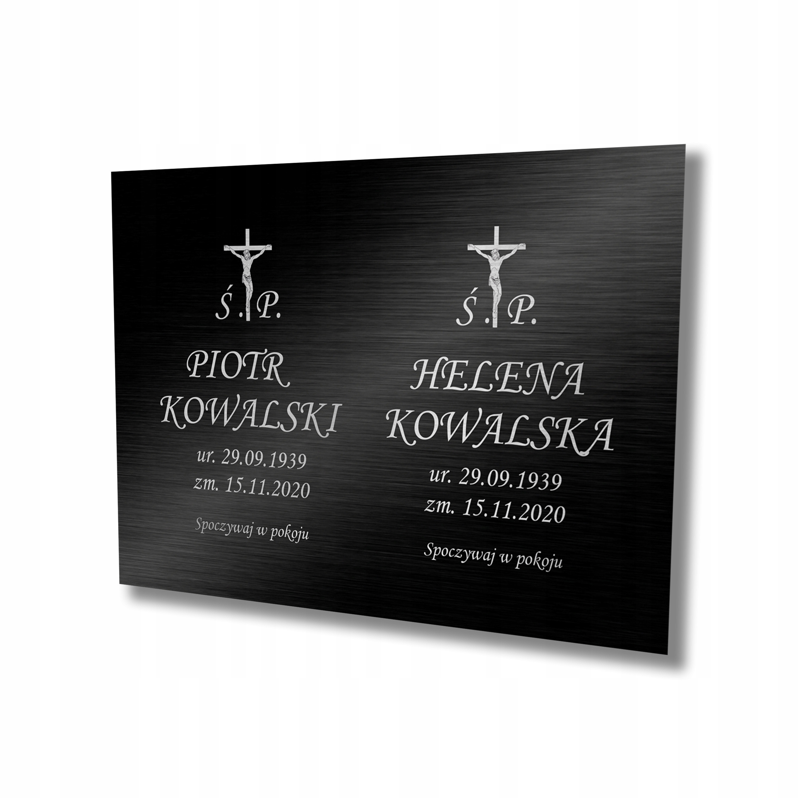 TABLICZKA NAGROBKOWA NAGROBNA GRÓB KRZYŻ 40x30 cm