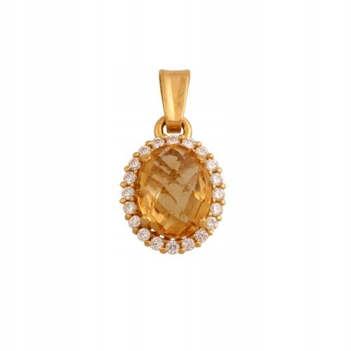 Zlatý přívěsek typu markýza s citronem uprostřed a zirkony jako dárek