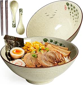 Miski Na Ramen Sada 2 1200 ml keramické s paličkami a lyžičkami Japonské