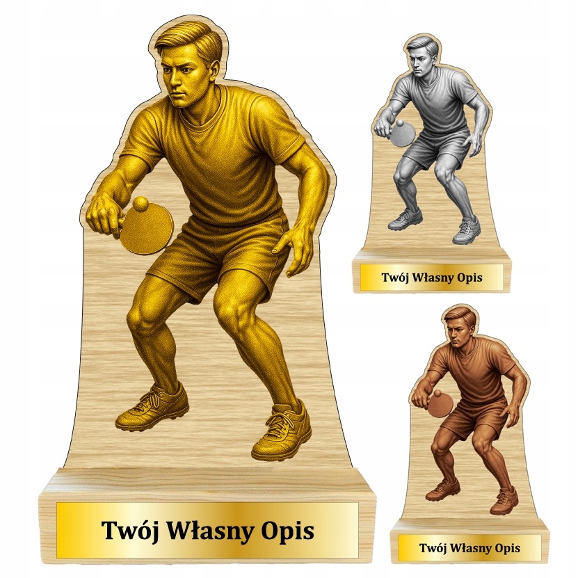 Sada stolních tenisových sošek 20 cm, Uv potisk překližka cedulka tenis