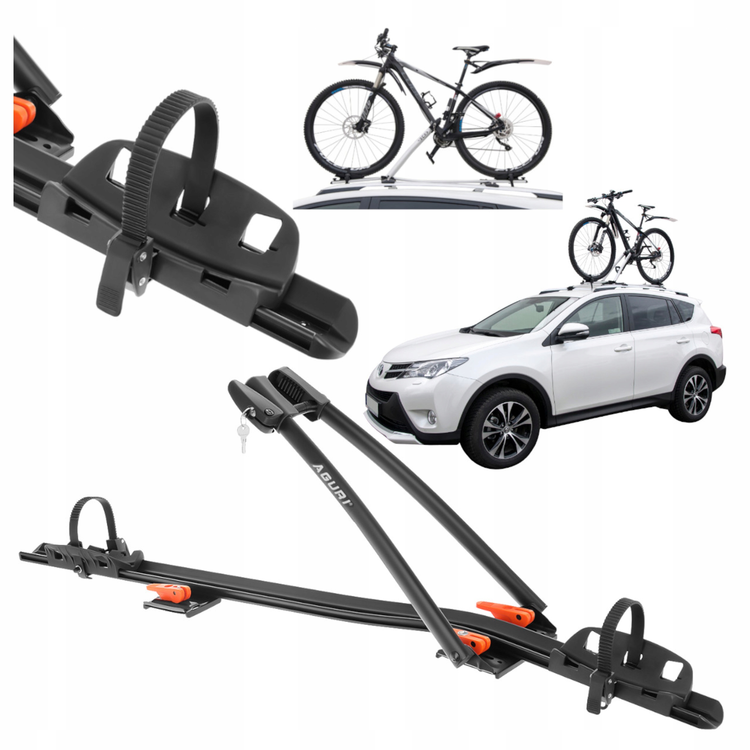 Bagażnik na rower dachowy aluminiowy Acuda uchwyt rowerowy zamek na klucz