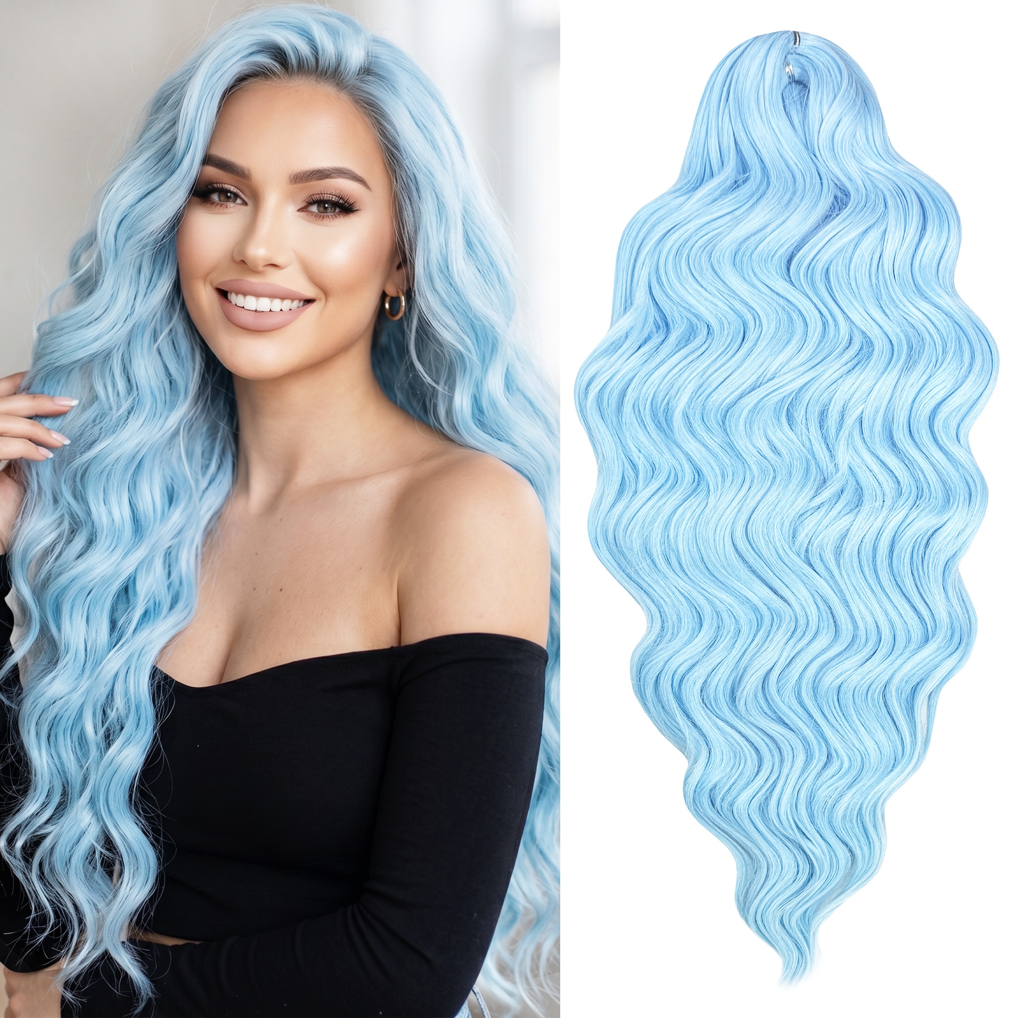 Syntetické vlasy vlna na česání Afroloki Anna Modrá 300g 50cm