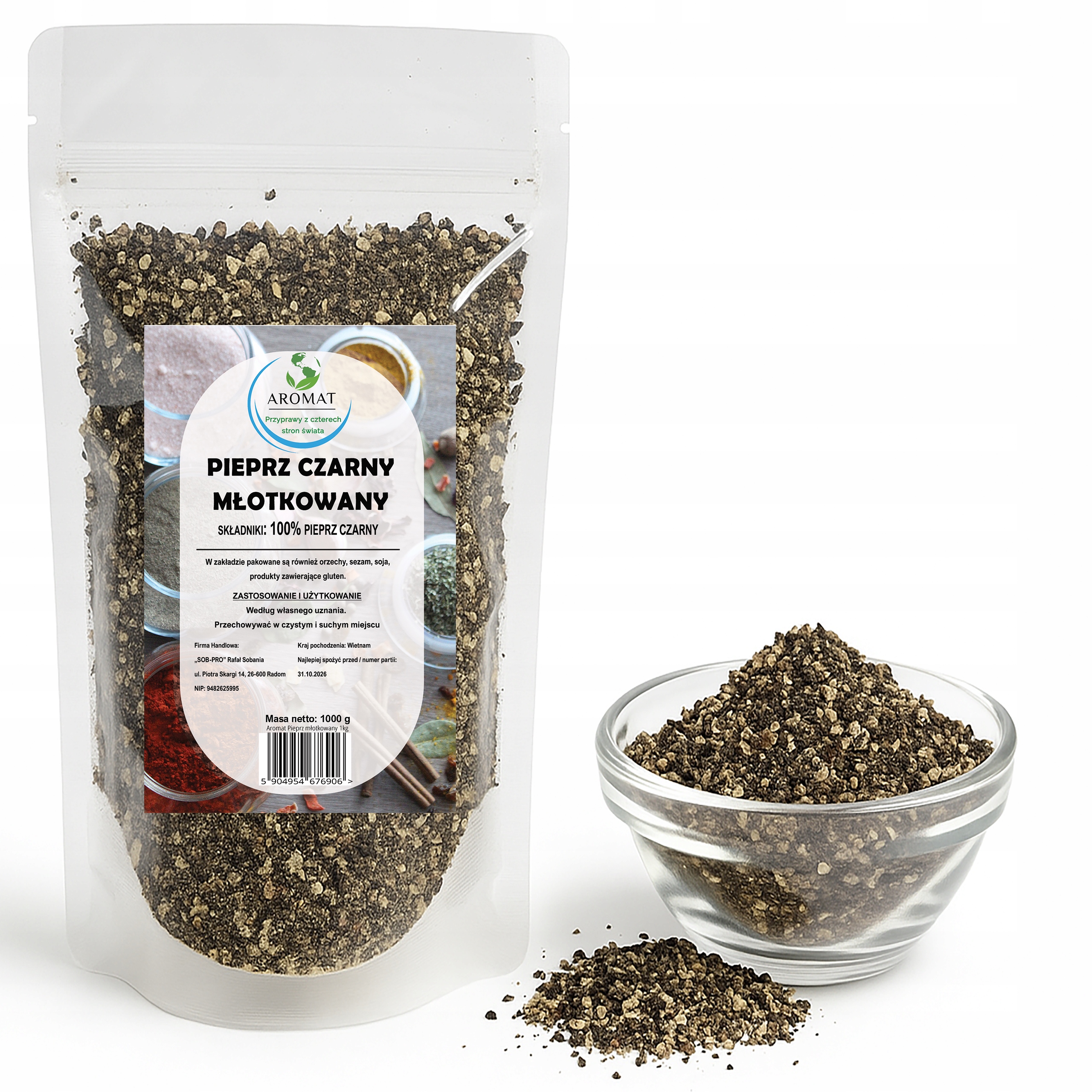 Levně Pepř Černý Grys 1 Kg Kladívkový Aromatický Vysoká Kvalita 1000 G