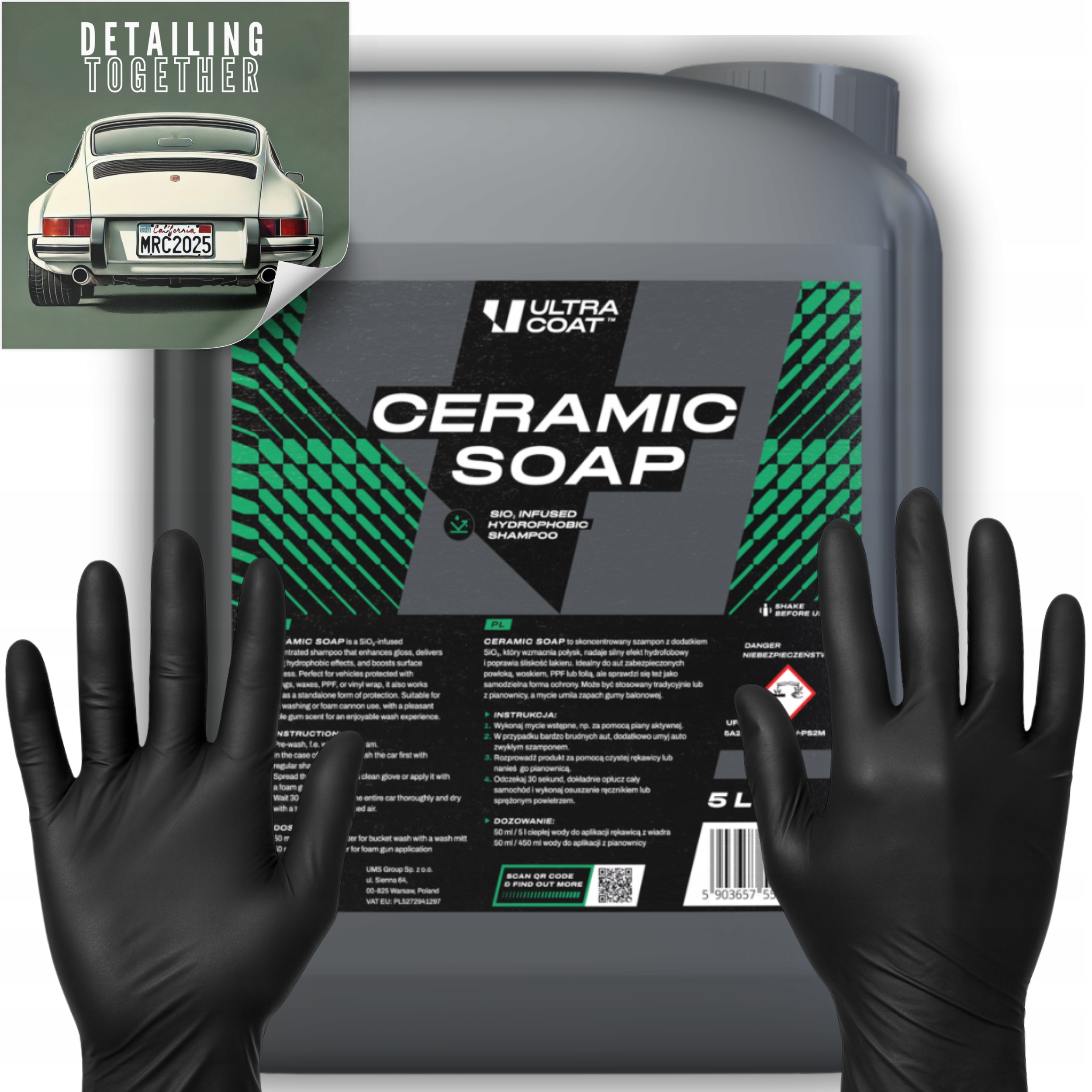 Ultracoat Ceramic Soap Šampón na umývanie auta Hydro s kremeňom 5000 ml Lesk