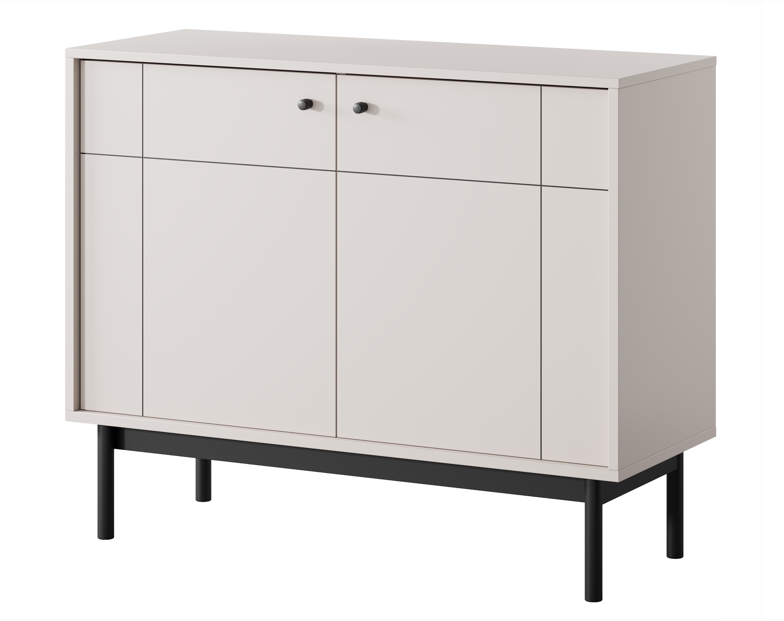 Dvoudveřová komoda Japandies 104 cm Šedá béžová