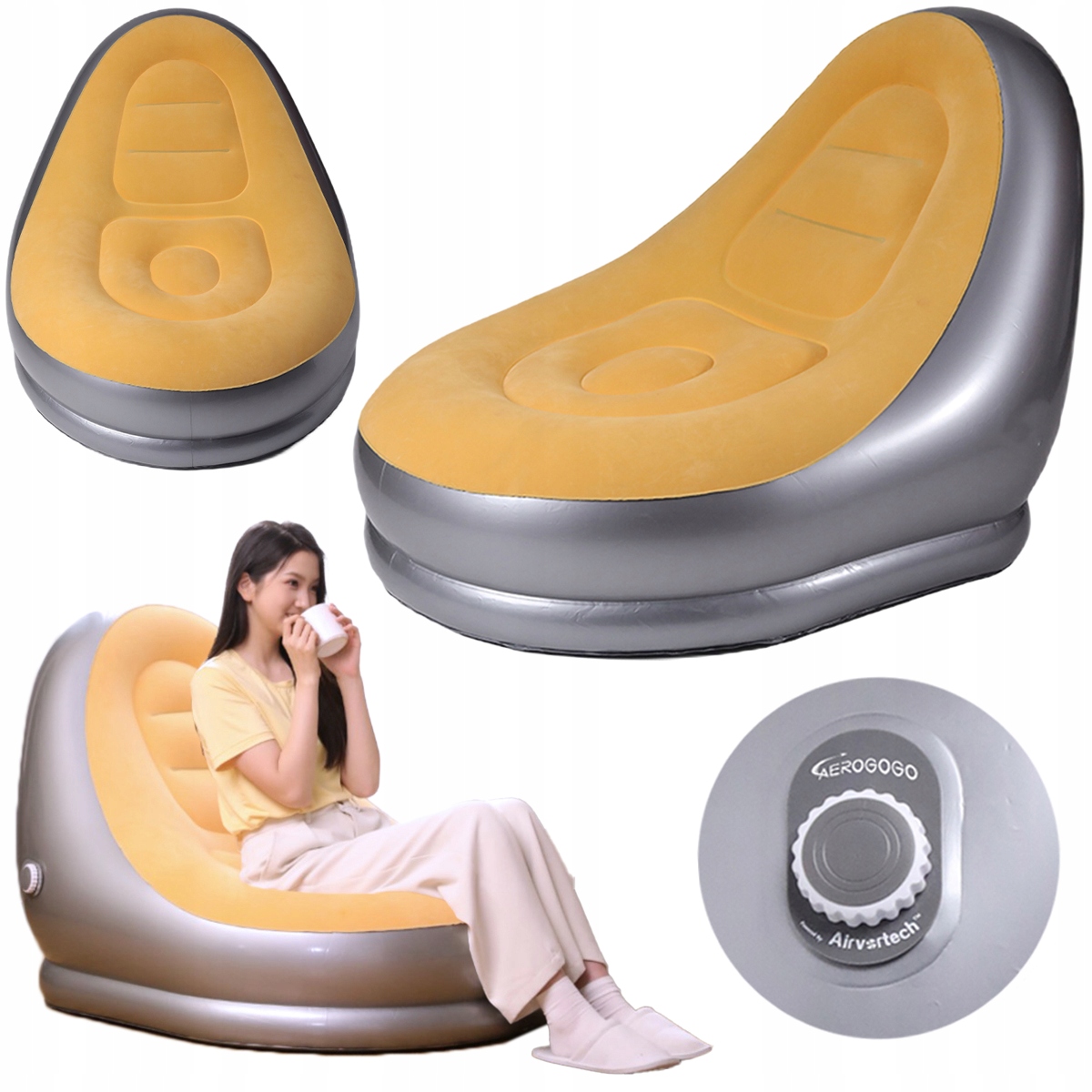 Aerogogo Leżak Fotel materac z wbudowaną pompką samopompujący się
