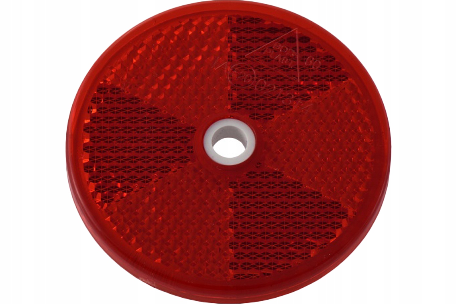 

Odblask czerwony fi 60 mm z otworem