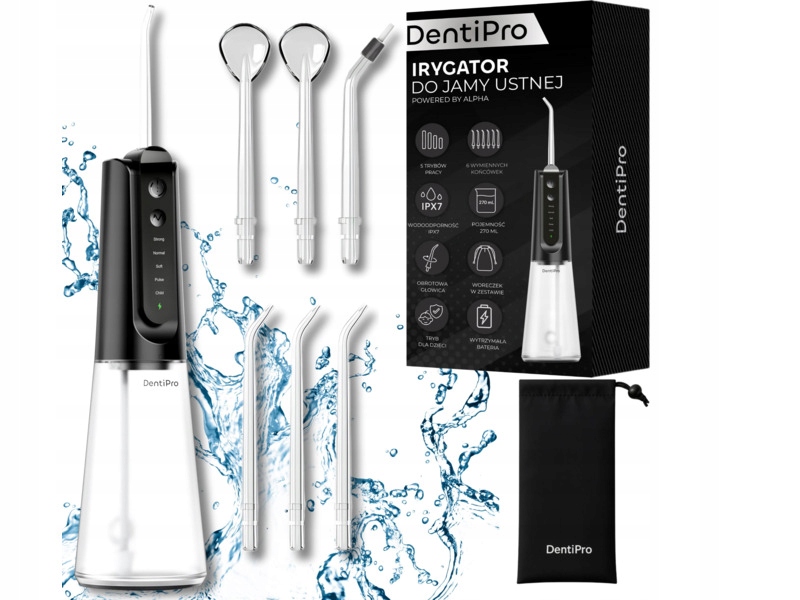 Irygator akumulatorowy Alpha DentiPro SWF-05 Czarny