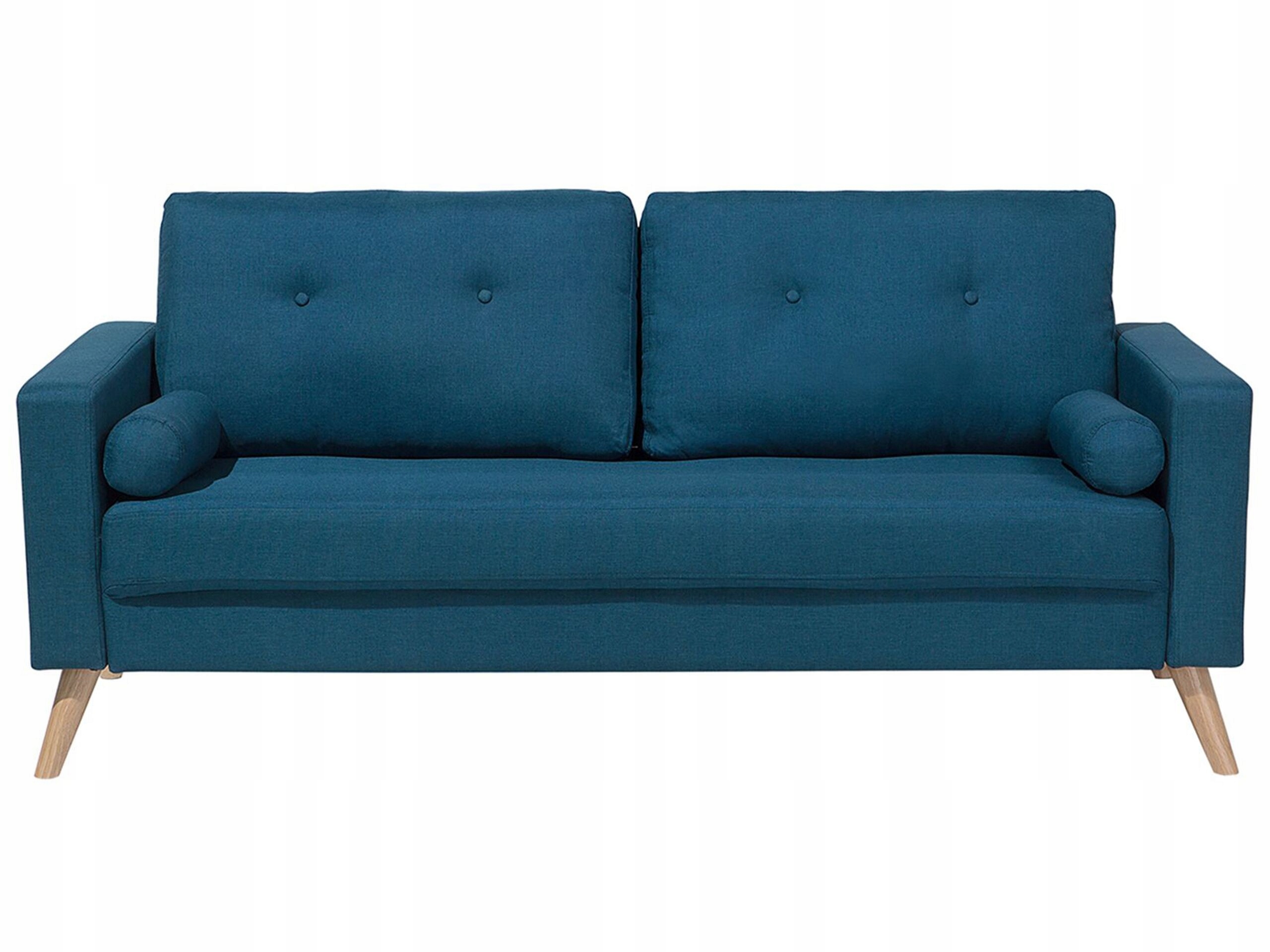 Sofa dwuosobowa ciemnoniebieska poduszki