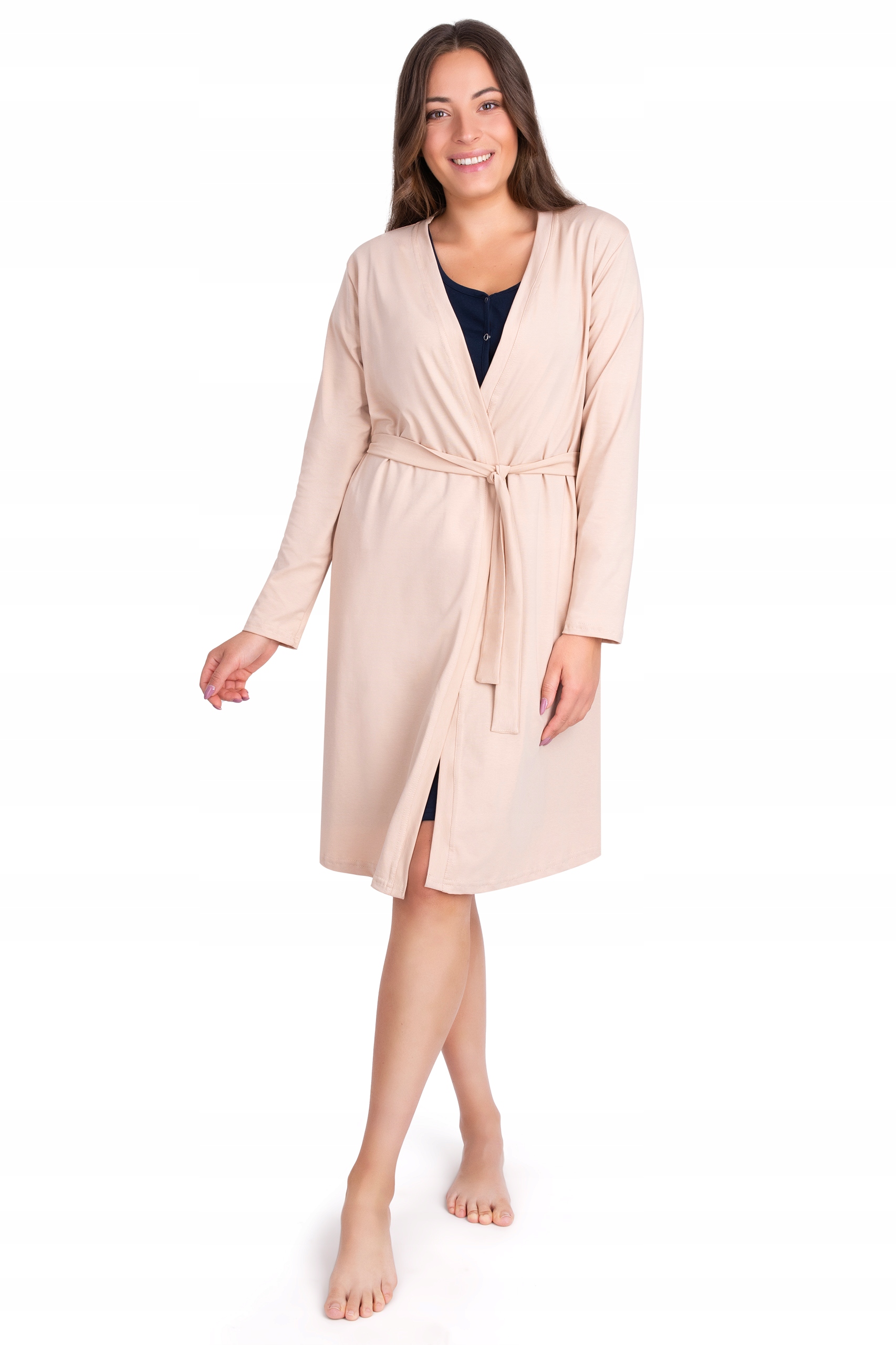 Szlafrok ciążowy do karmienia S/M beż Model Exklusiv