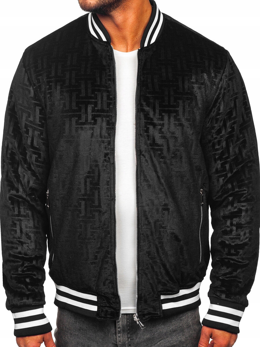 Oboustranná Bunda Bomber Zimní Baseballová Černá 3B105 Denley_s