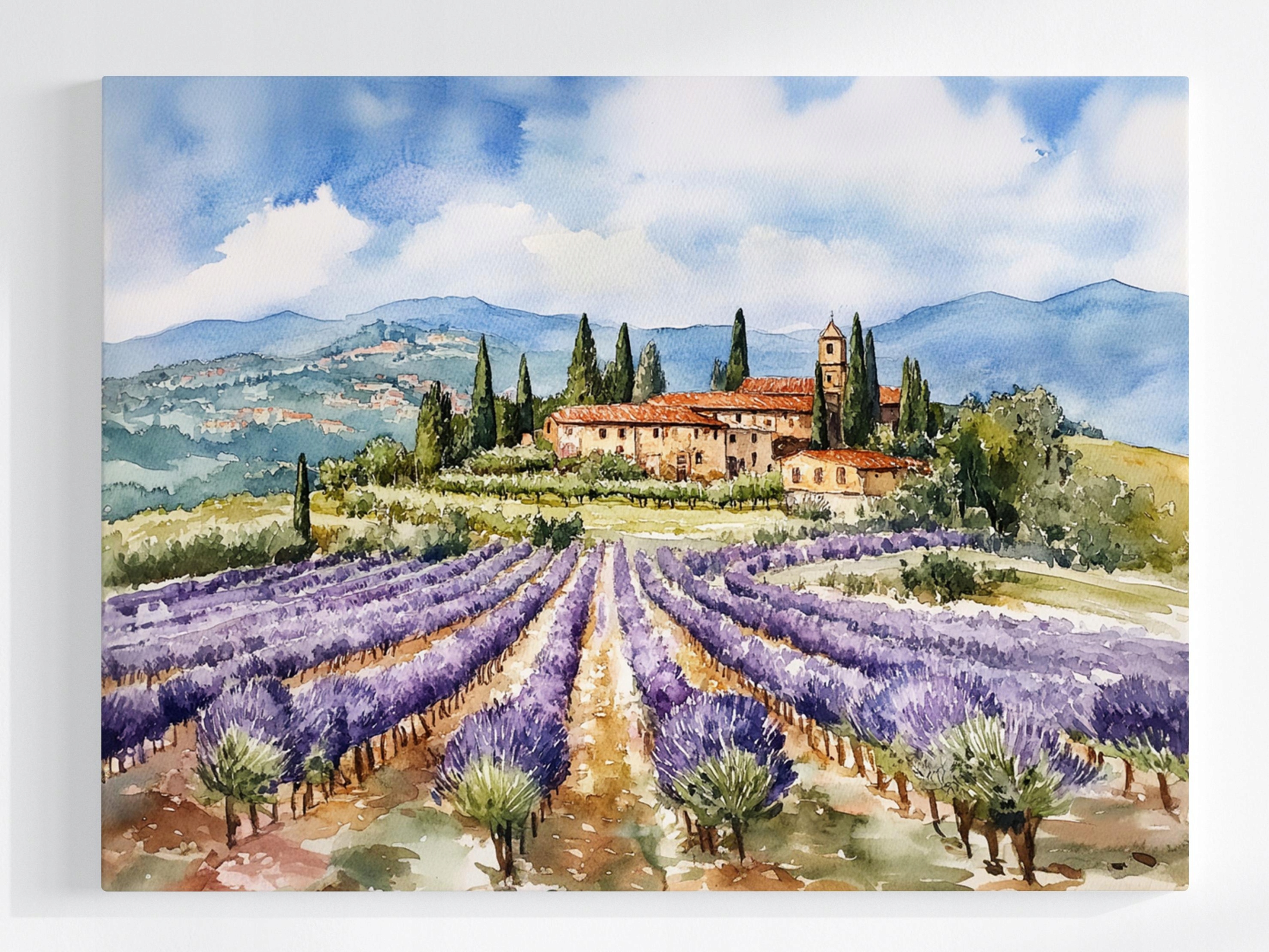 Obraz Na Plátně Canvas Provence Pole Levandule AKVAREL80x60