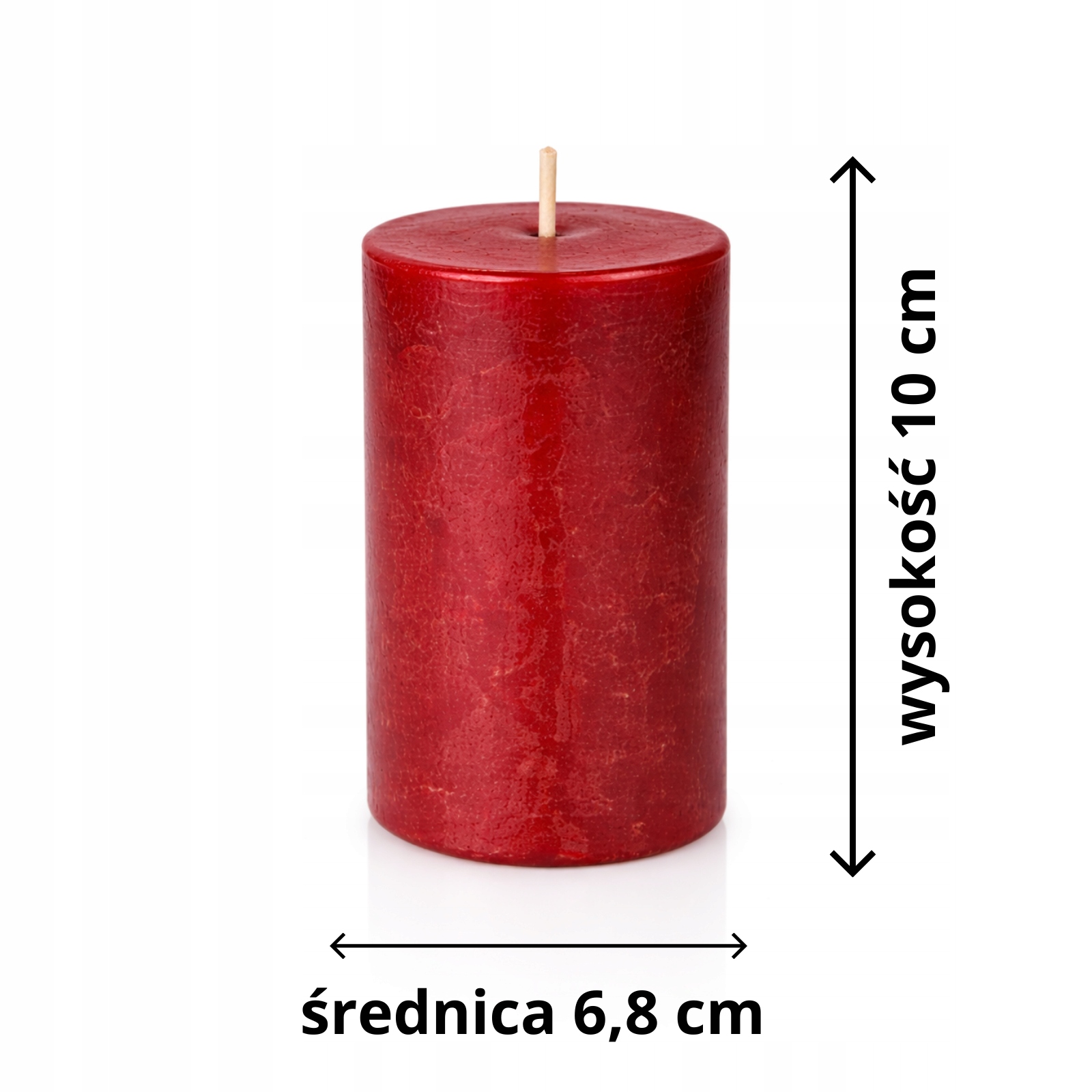 Świece ozdobne walec bordowe 4-pak, 10 cm, Ø 6,8 cm, czas palenia 36h